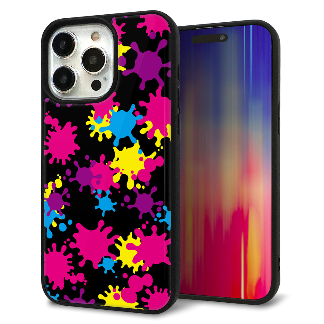 iPhone15 Pro Max 強化ガラス＆TPUスマホケース ガラプリ【MA877 ペイントブラック】
