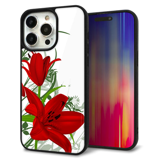 iPhone15 Pro Max 強化ガラス＆TPUスマホケース ガラプリ【SC850 ユリ（レッド）】