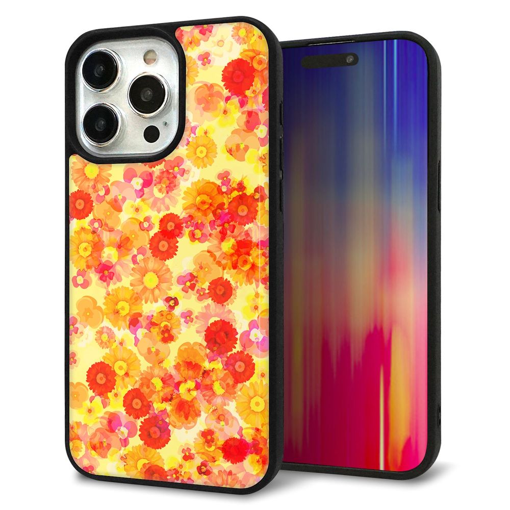 iPhone 15 Pro Max 強化ガラス＆TPUスマホケース ガラプリ【SC867 リバティプリント フルールドパルファン（イエロー）】