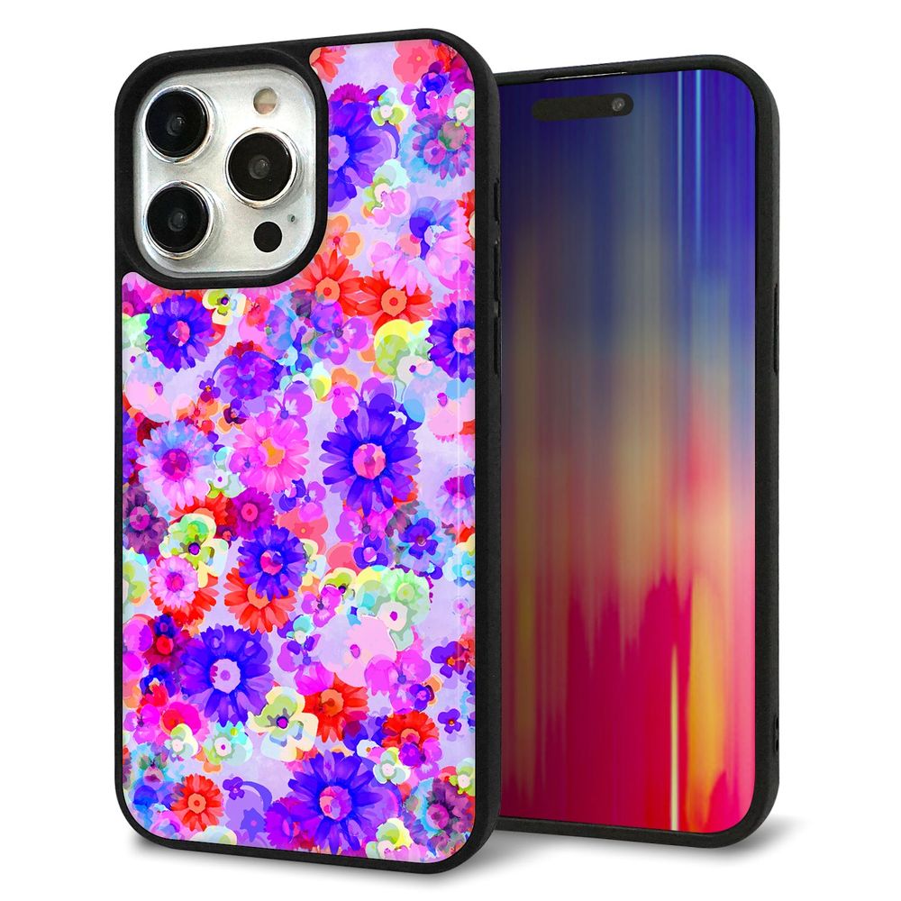 iPhone 15 Pro Max 強化ガラス＆TPUスマホケース ガラプリ【SC868 リバティプリント フルールドパルファン（パープル）】