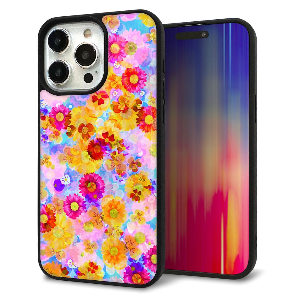 iPhone 15 Pro Max 強化ガラス＆TPUスマホケース ガラプリ【SC870 リバティプリント フルールドパルファン（ブルー）】