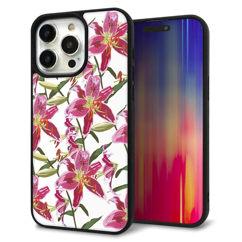 iPhone 15 Pro Max 強化ガラス＆TPUスマホケース ガラプリ【SC892 ボタニカル スカーレットリリー】
