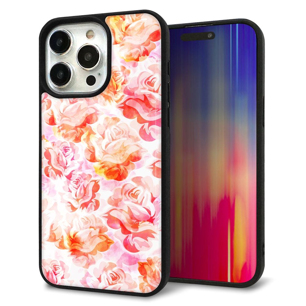 iPhone 15 Pro Max 強化ガラス＆TPUスマホケース ガラプリ【SC930 ローズ レッド】