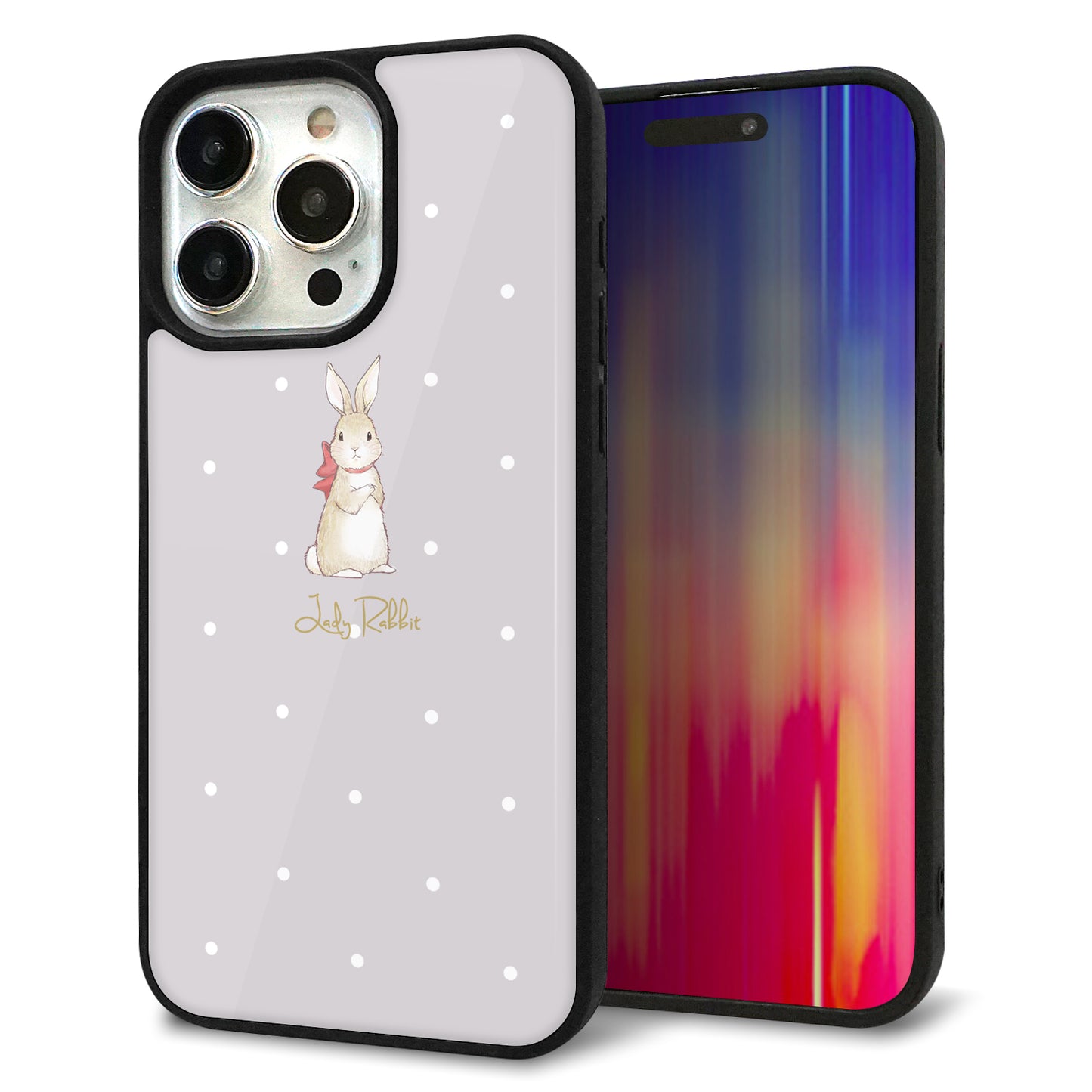 iPhone15 Pro Max 強化ガラス＆TPUスマホケース ガラプリ【SC968 Lady Rabbit グレージュ ガラプリhp】