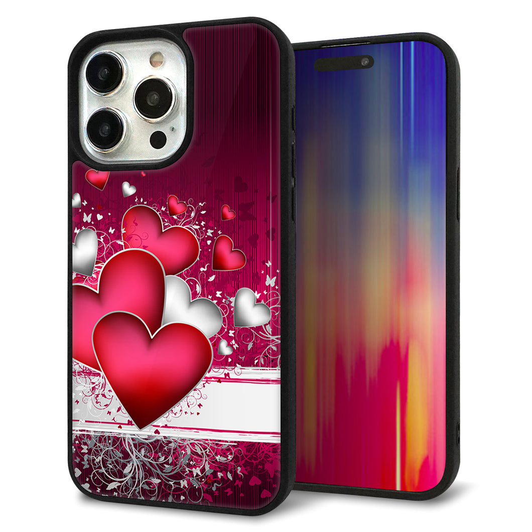 iPhone15 Pro Max 強化ガラス＆TPUスマホケース ガラプリ【VA835 ハートの息吹】