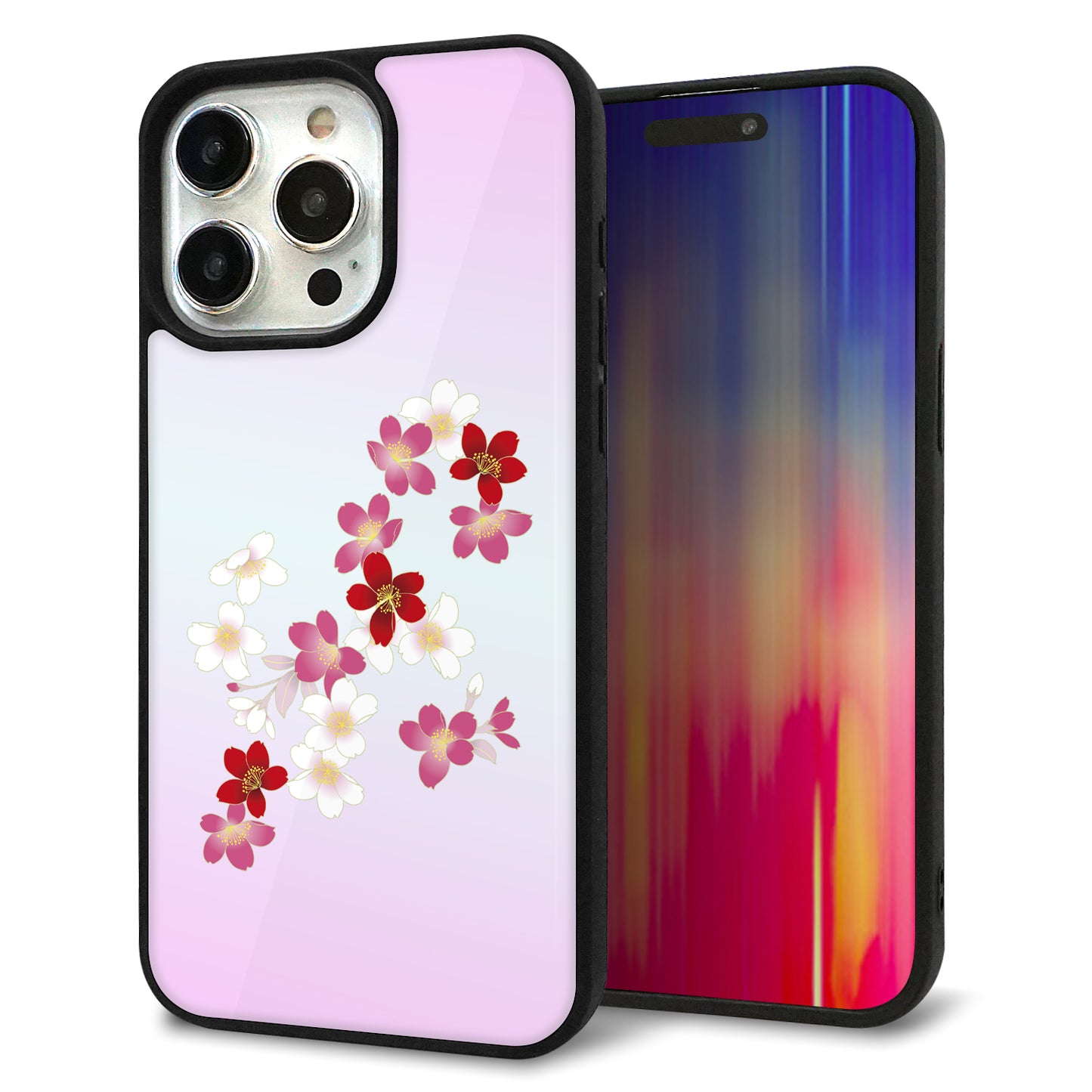 iPhone15 Pro Max 強化ガラス＆TPUスマホケース ガラプリ【YJ320 桜 和】