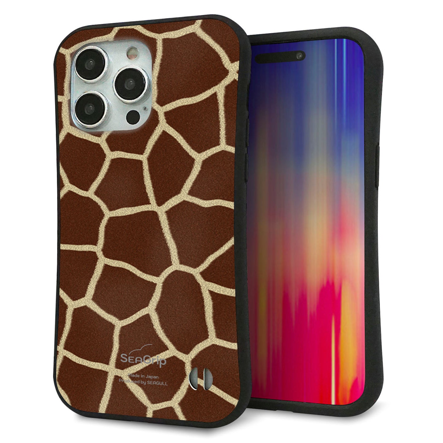 iPhone15 Pro Max スマホケース 「SEA Grip」 グリップケース Sライン 【209 キリンの背中】 UV印刷