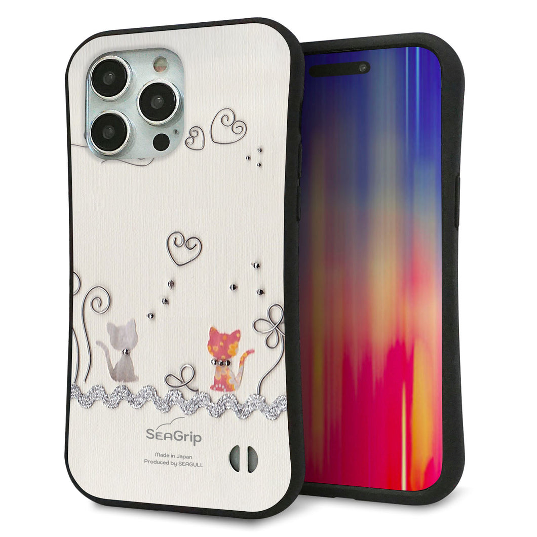iPhone15 Pro Max スマホケース 「SEA Grip」 グリップケース Sライン 【1103 クラフト写真ネコ】 UV印刷