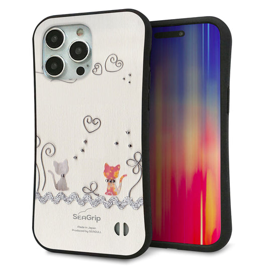 iPhone15 Pro Max スマホケース 「SEA Grip」 グリップケース Sライン 【1103 クラフト写真ネコ】 UV印刷