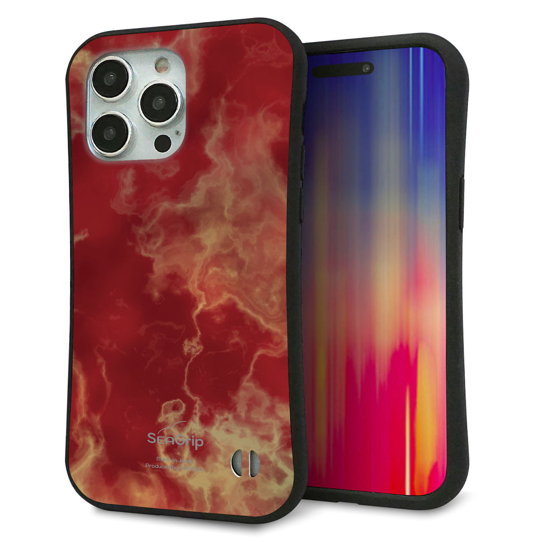 iPhone15 Pro Max スマホケース 「SEA Grip」 グリップケース Sライン 【KM870 大理石RD】 UV印刷