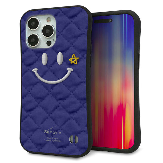 iPhone15 Pro Max スマホケース 「SEA Grip」 グリップケース Sライン 【KM935 スマイル スター ブルー 】 UV印刷