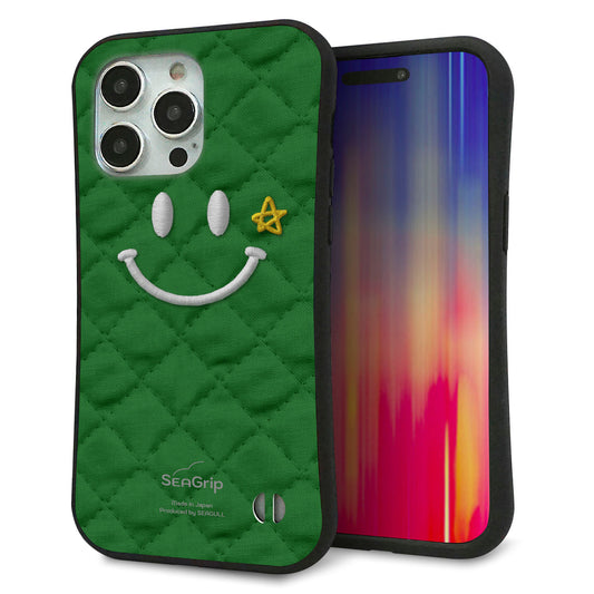 iPhone15 Pro Max スマホケース 「SEA Grip」 グリップケース Sライン 【KM936 スマイル スター グリーン 】 UV印刷