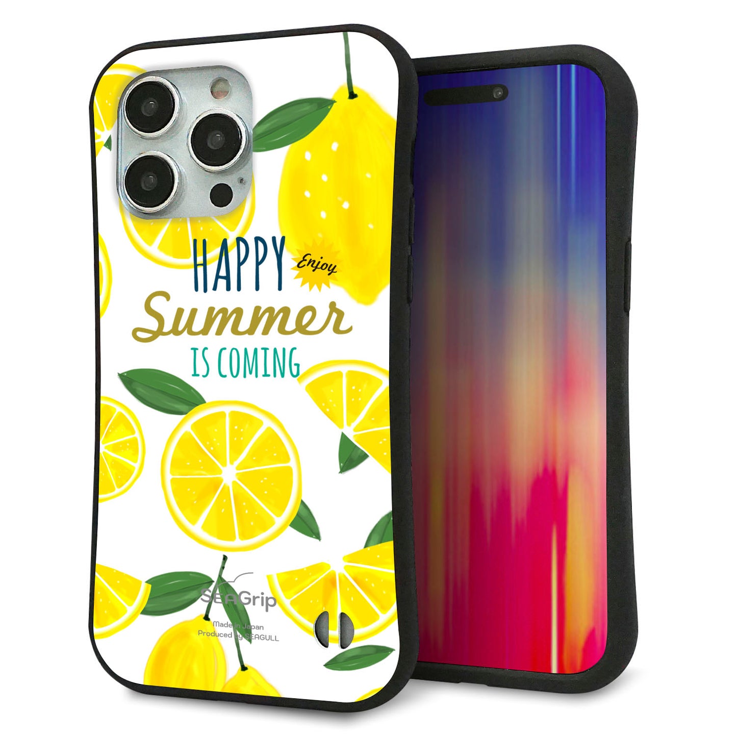 iPhone15 Pro Max スマホケース 「SEA Grip」 グリップケース Sライン 【SC955 ハッピーサマー レモン】 UV印刷