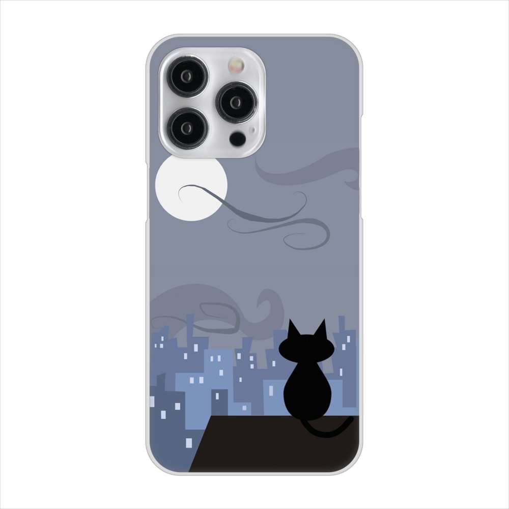 iPhone15 Pro Max 高画質仕上げ 背面印刷 ハードケース夜とネコ