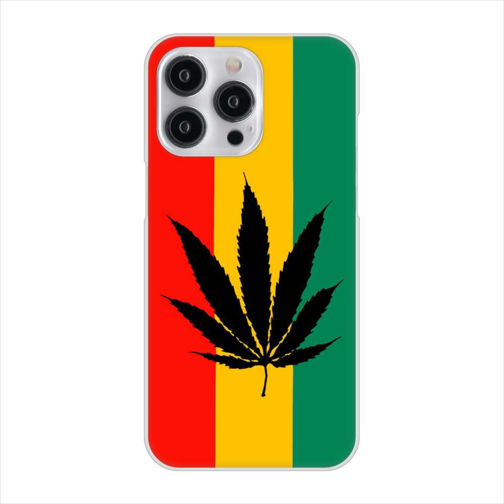 iPhone15 Pro Max 高画質仕上げ 背面印刷 ハードケース 【083 大麻ラスタカラー】