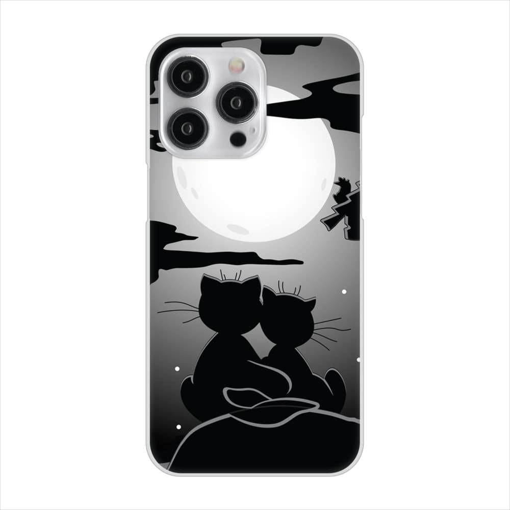 iPhone15 Pro Max 高画質仕上げ 背面印刷 ハードケース夜とネコ