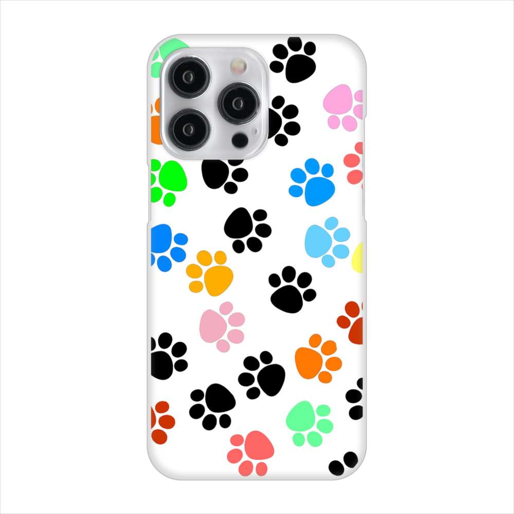 iPhone15 Pro Max 高画質仕上げ 背面印刷 ハードケース 【1108 あしあとカラフル】
