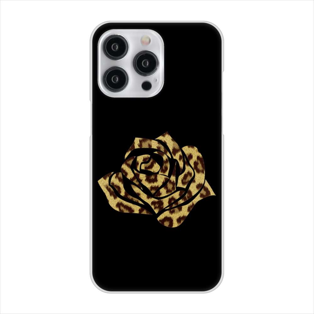iPhone15 Pro Max 高画質仕上げ 背面印刷 ハードケース 【1184 ヒョウのバラ（茶）】