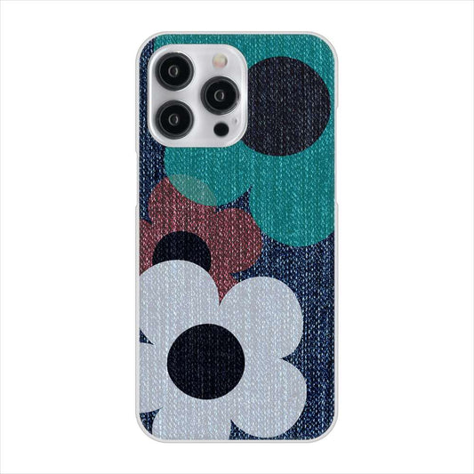 iPhone15 Pro Max 高画質仕上げ 背面印刷 ハードケース 【EK869 ルーズフラワーinデニム風】