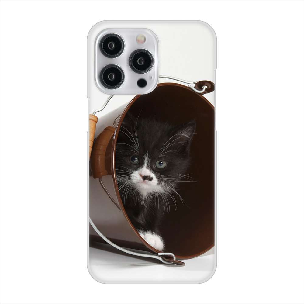 iPhone15 Pro Max 高画質仕上げ 背面印刷 ハードケース 【VA800 ネコとバケツ】