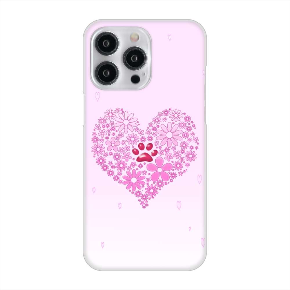 iPhone15 Pro Max 高画質仕上げ 背面印刷 ハードケースハートと肉球