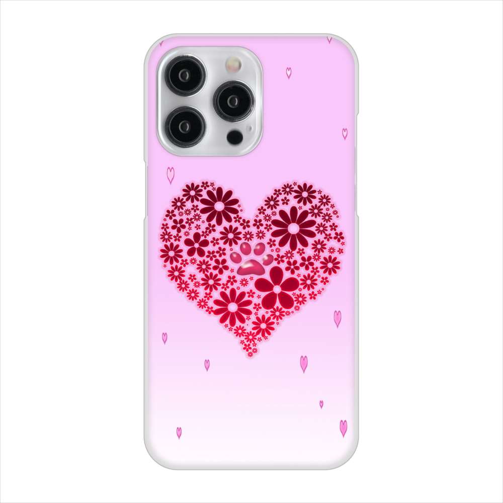 iPhone15 Pro Max 高画質仕上げ 背面印刷 ハードケースハートと肉球
