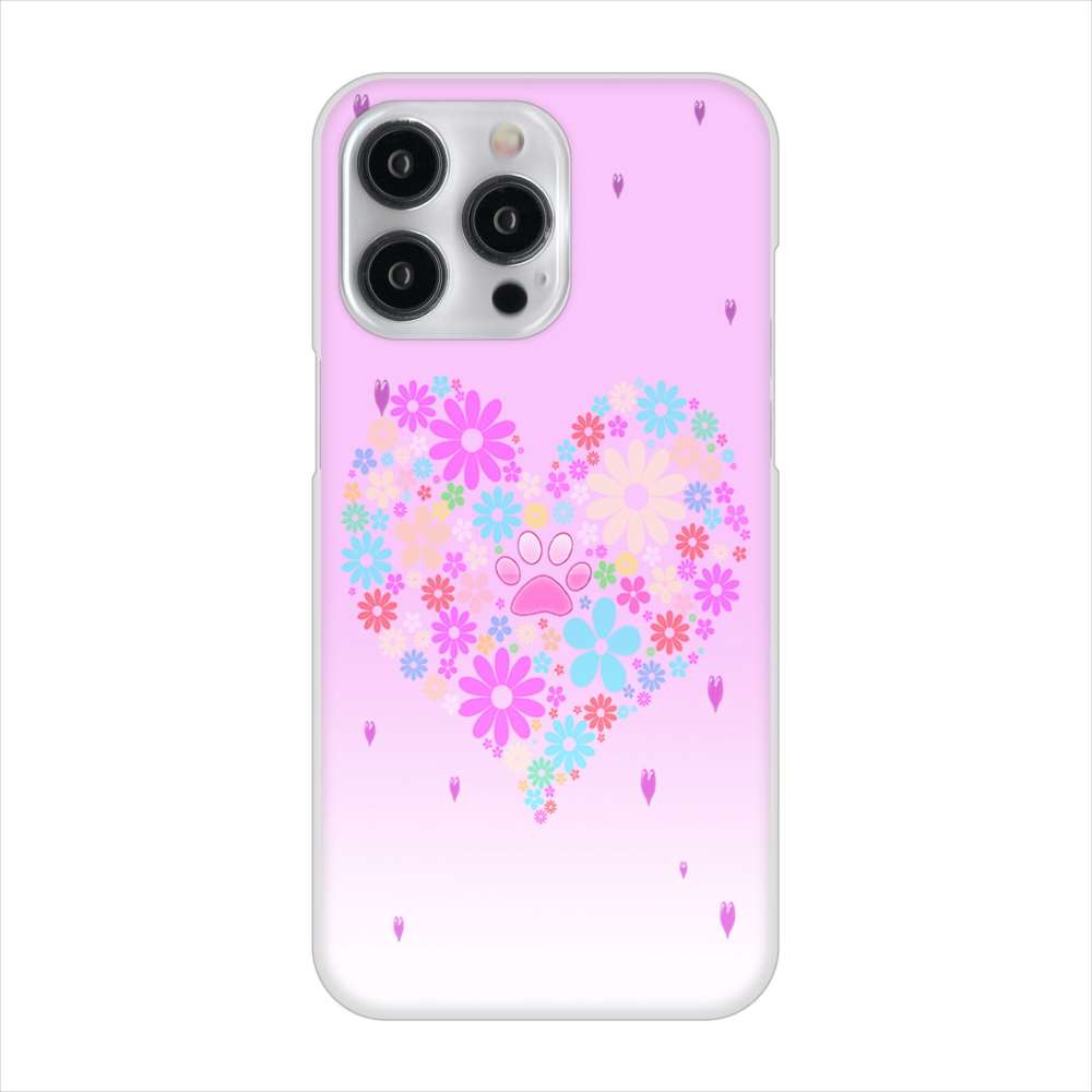 iPhone15 Pro Max 高画質仕上げ 背面印刷 ハードケースハートと肉球