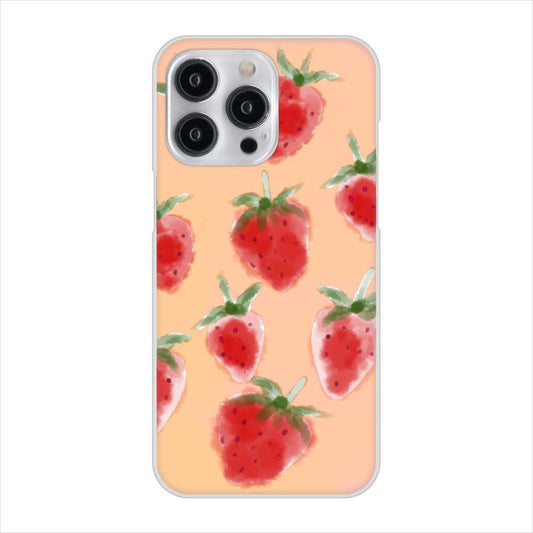 iPhone15 Pro Max 高画質仕上げ 背面印刷 ハードケースイチゴ 水彩