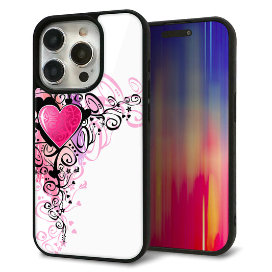 iPhone15 Pro 強化ガラス＆TPUスマホケース ガラプリ【007 スタイリッシュハート】