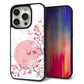 iPhone15 Pro 強化ガラス＆TPUスマホケース ガラプリ【030 花と蝶（うす桃色）】