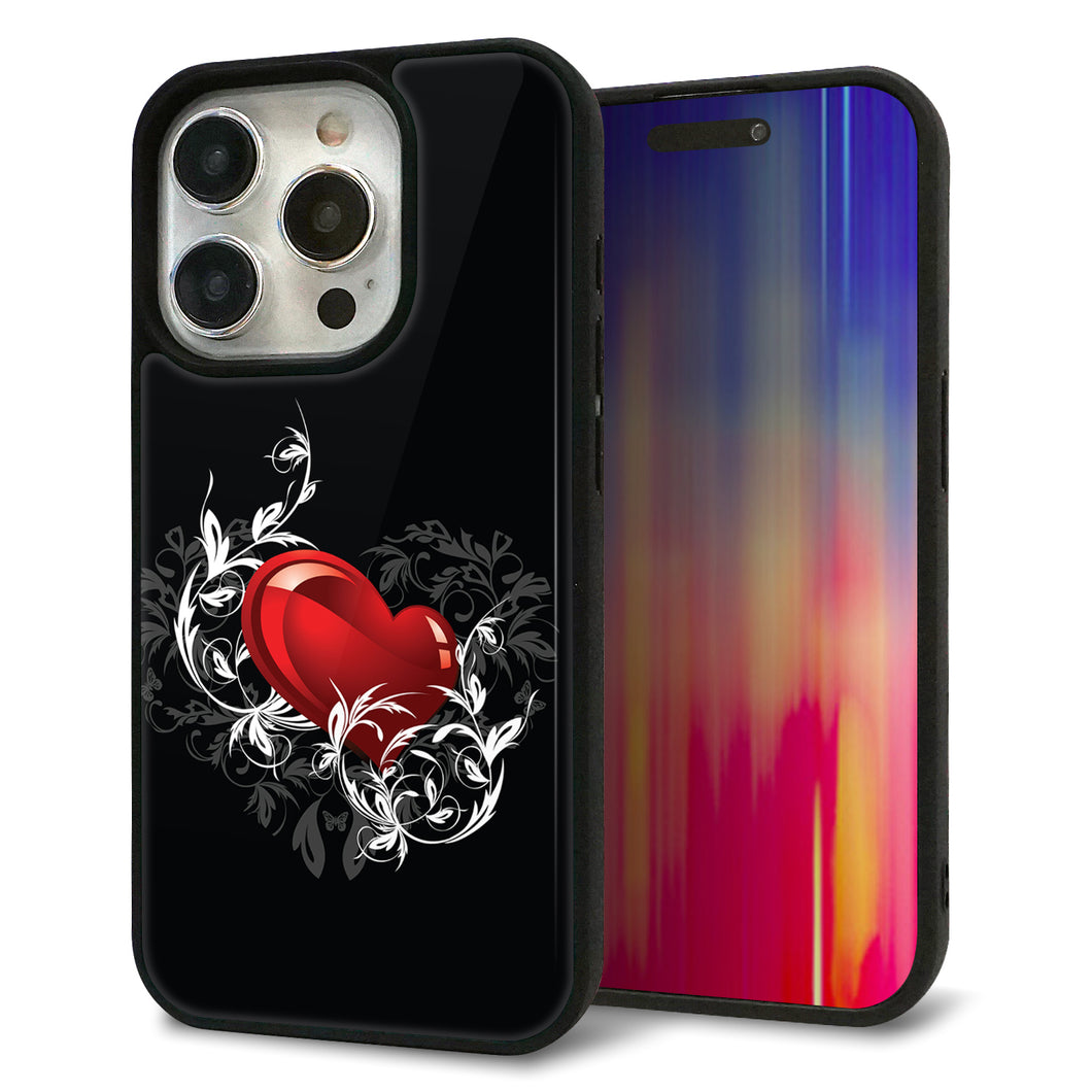 iPhone15 Pro 強化ガラス＆TPUスマホケース ガラプリ【032 クリスタルハート】