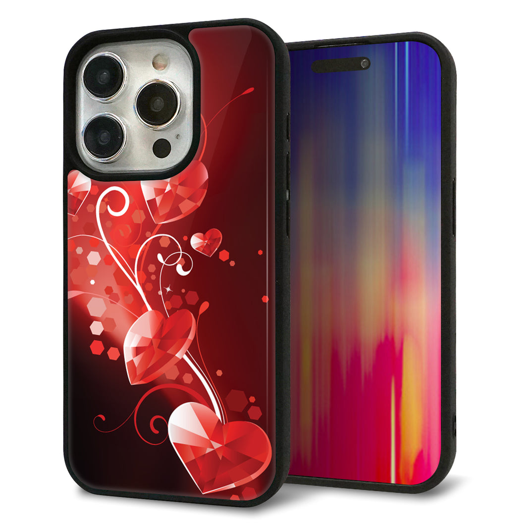 iPhone15 Pro 強化ガラス＆TPUスマホケース ガラプリ【385 クリスタルな恋】