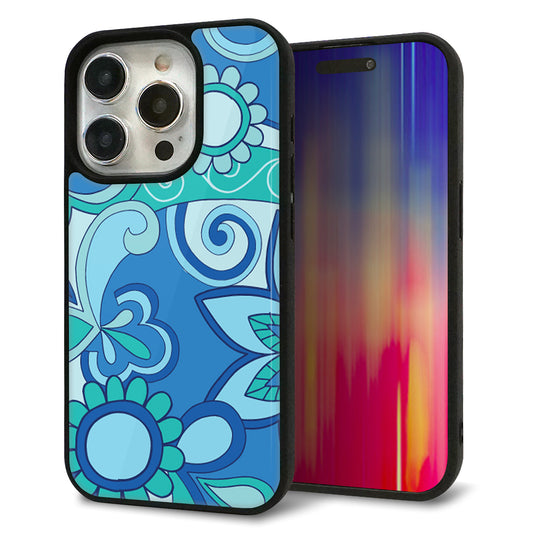 iPhone15 Pro 強化ガラス＆TPUスマホケース ガラプリ【409 ブルーミックス】