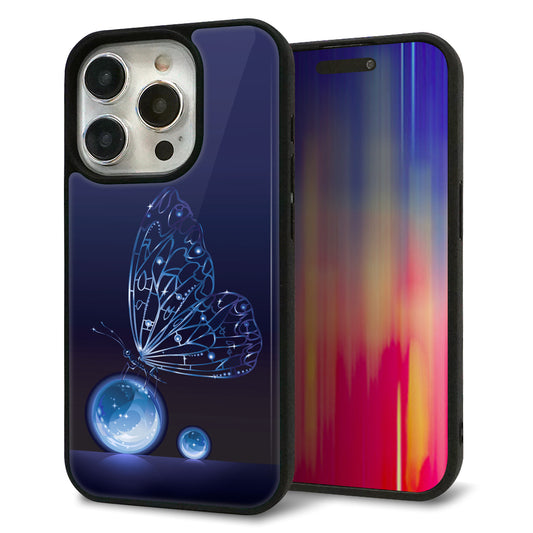 iPhone15 Pro 強化ガラス＆TPUスマホケース ガラプリ【418 神秘の蝶】