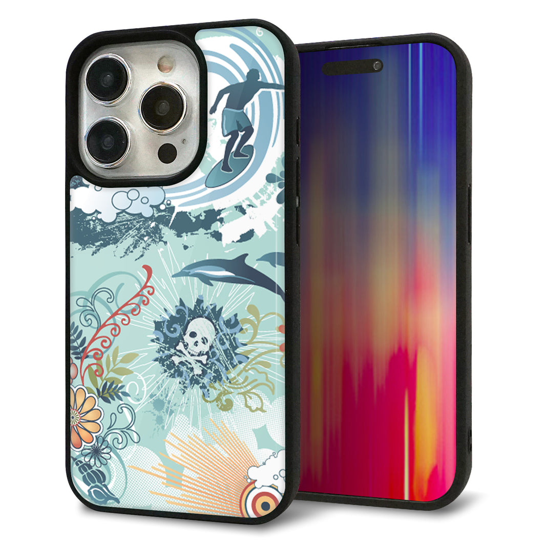 iPhone15 Pro 強化ガラス＆TPUスマホケース ガラプリ【431 ハワイ】