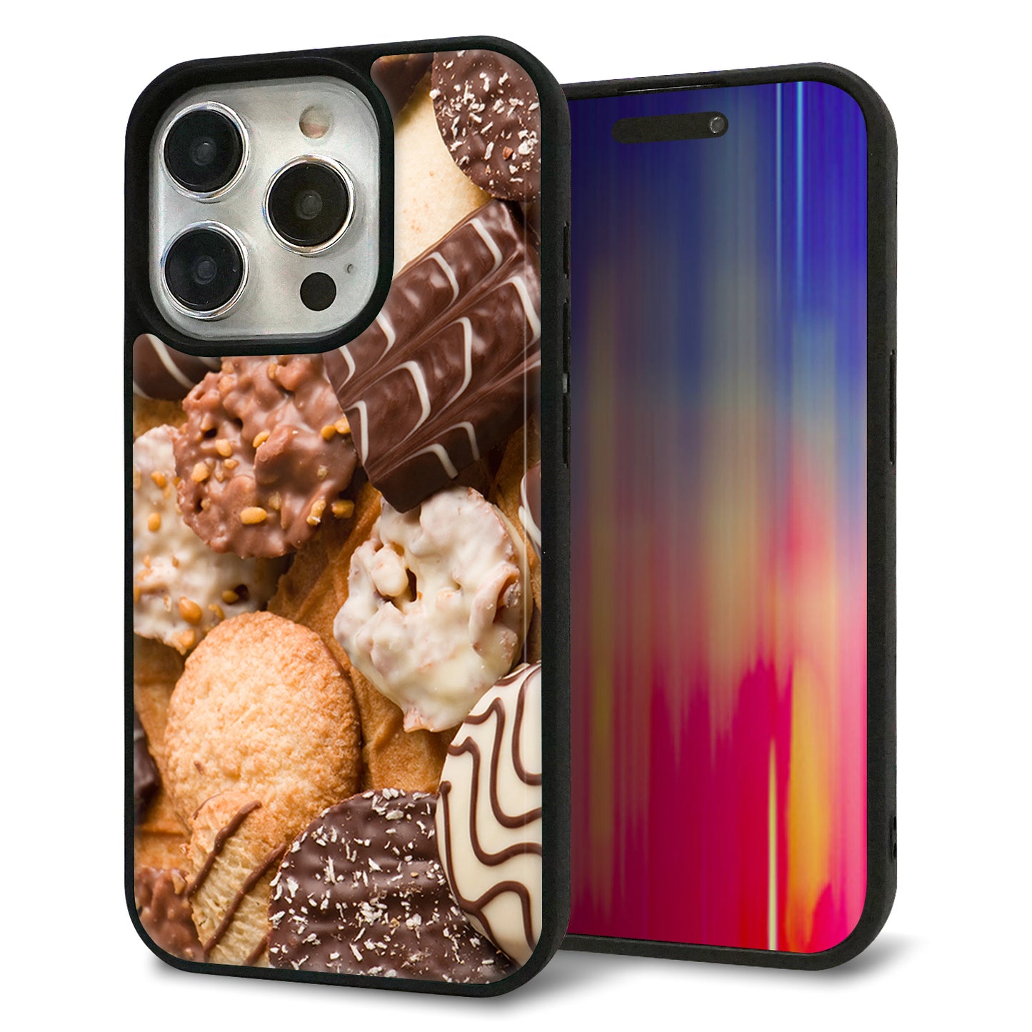 iPhone15 Pro 強化ガラス＆TPUスマホケース ガラプリ【442 クッキー mix】