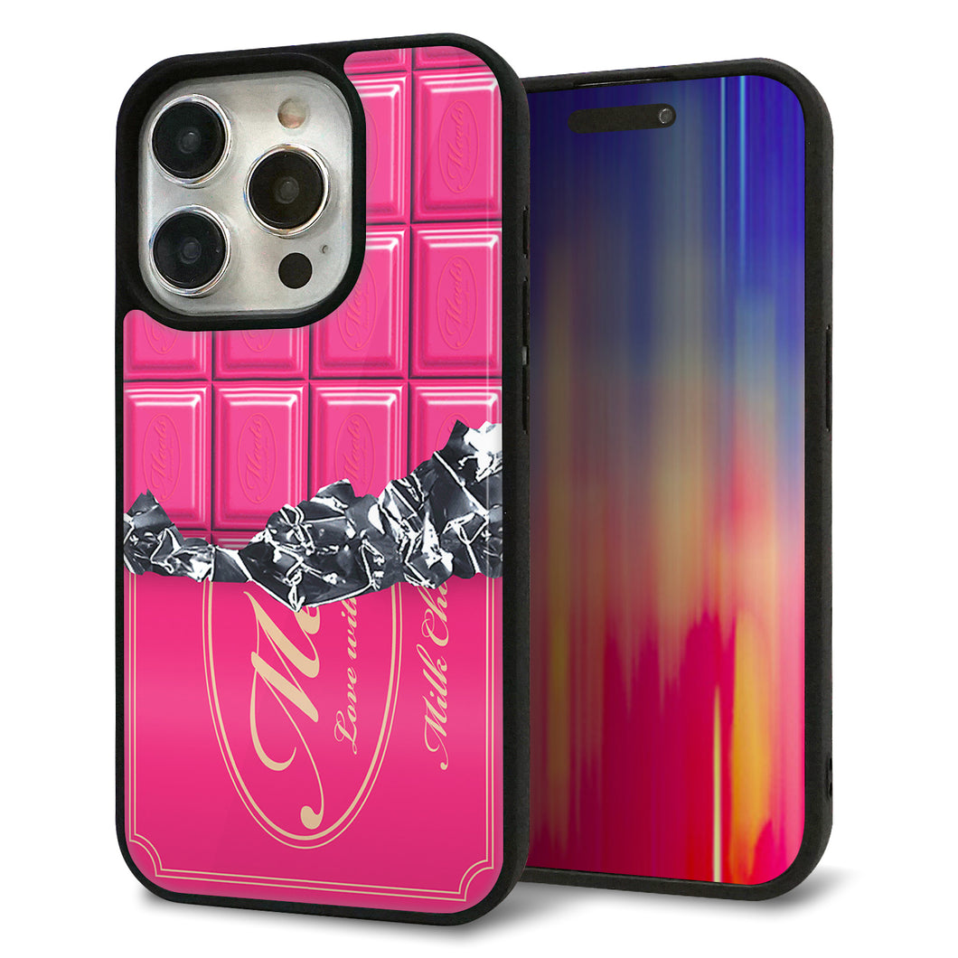 iPhone15 Pro 強化ガラス＆TPUスマホケース ガラプリ【555 板チョコ?ストロベリー】