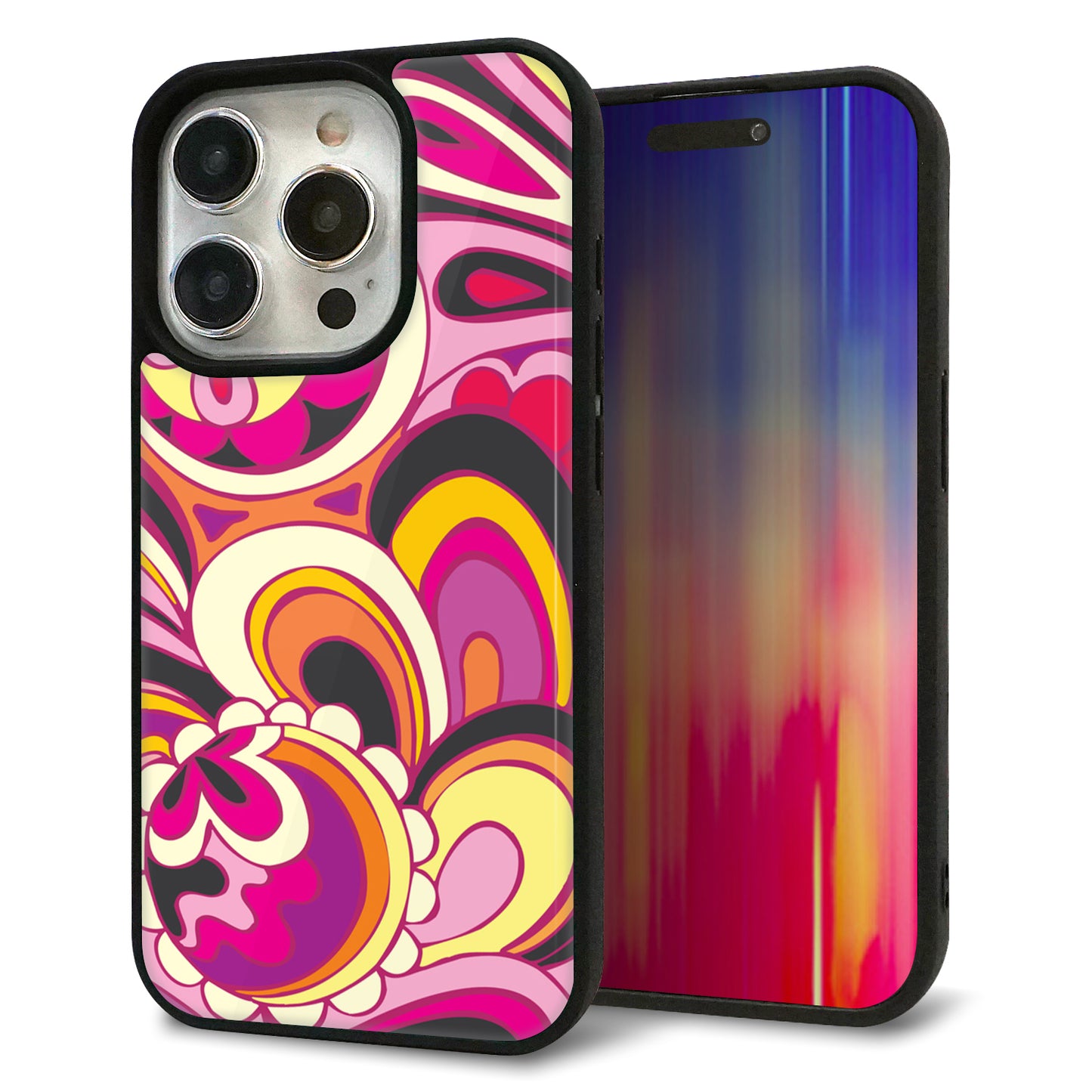 iPhone15 Pro 強化ガラス＆TPUスマホケース ガラプリ【586 ブローアップカラー】