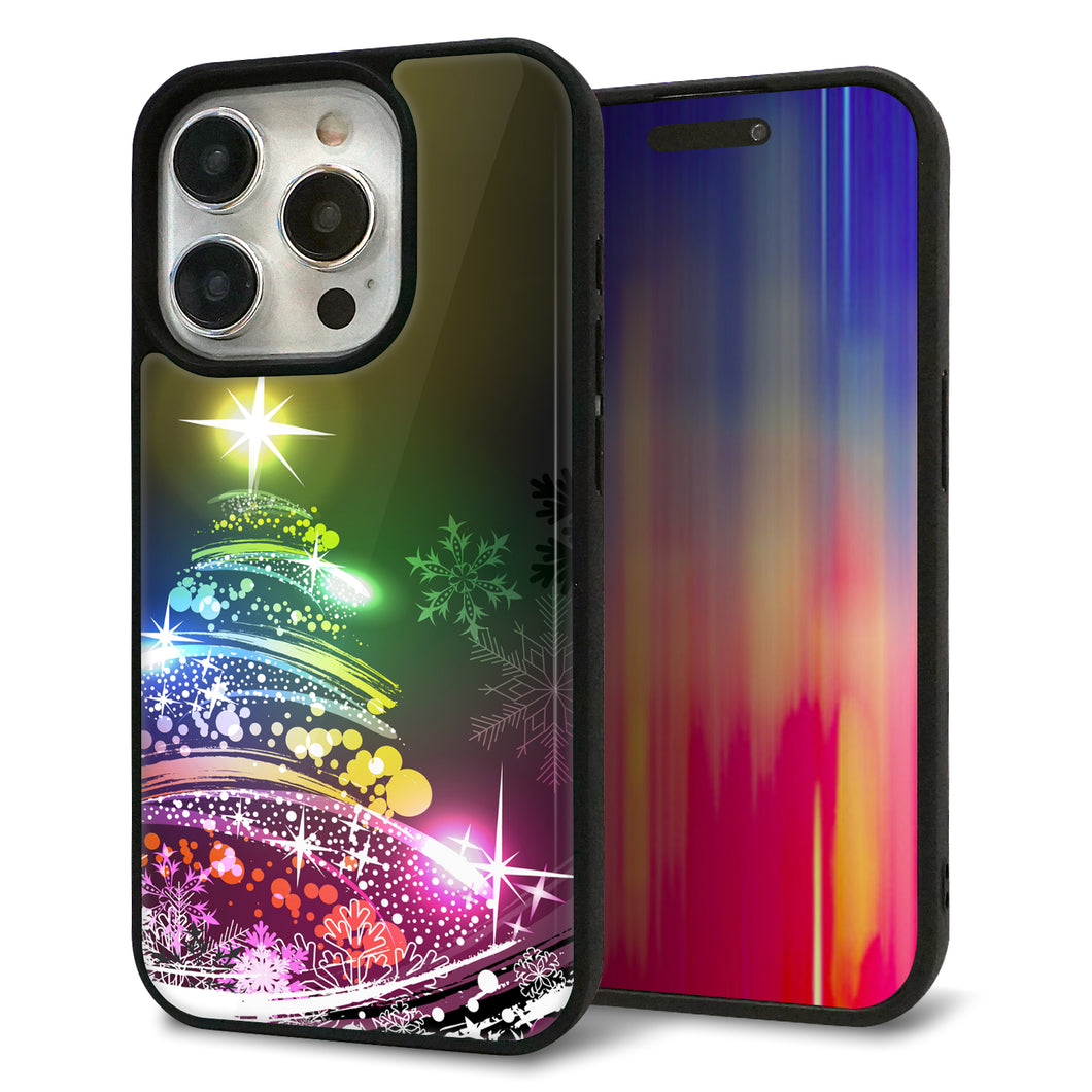 iPhone15 Pro 強化ガラス＆TPUスマホケース ガラプリ【721 その他のカラークリスマスツリー】