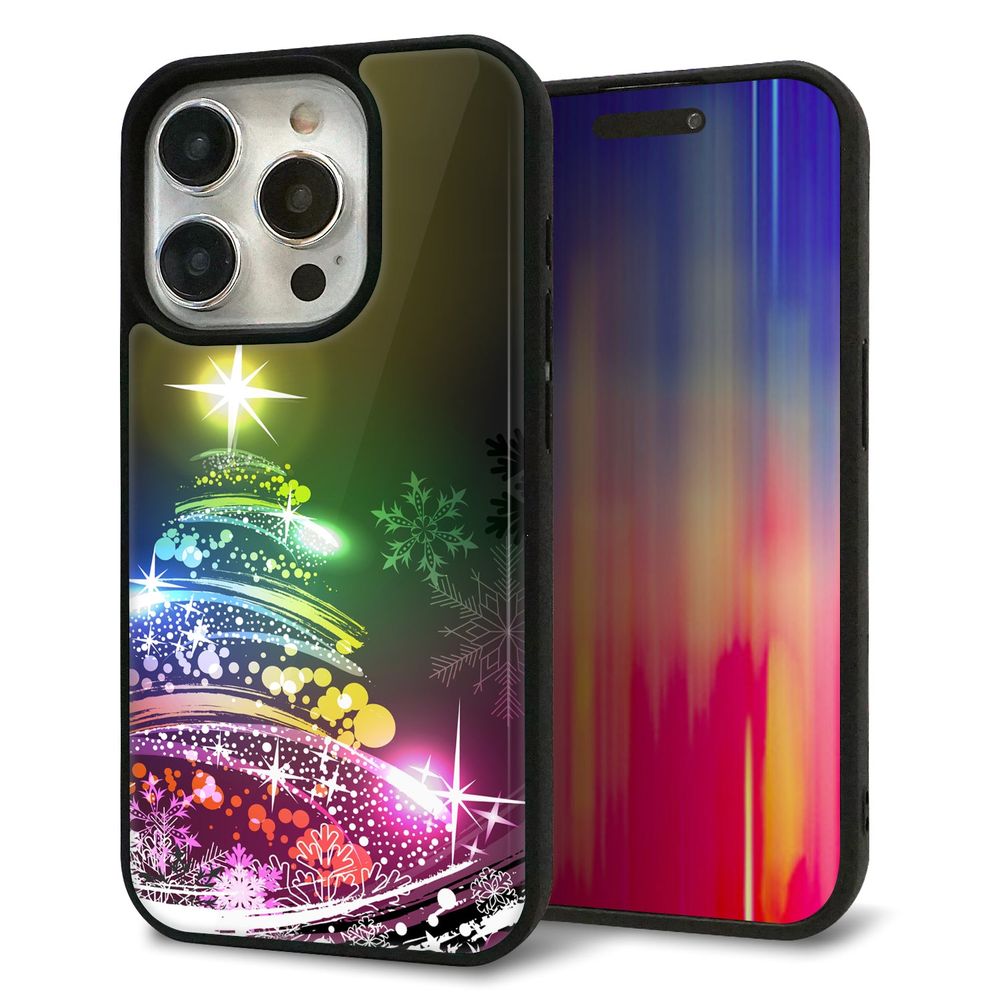 iPhone 15 Pro 強化ガラス＆TPUスマホケース ガラプリ【721 その他のカラークリスマスツリー】