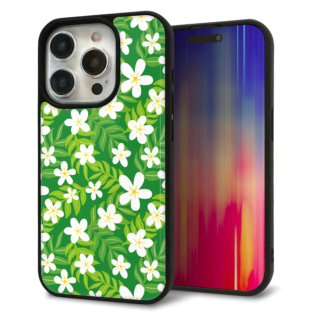 iPhone15 Pro 強化ガラス＆TPUスマホケース ガラプリ【760 ジャスミンの花畑】