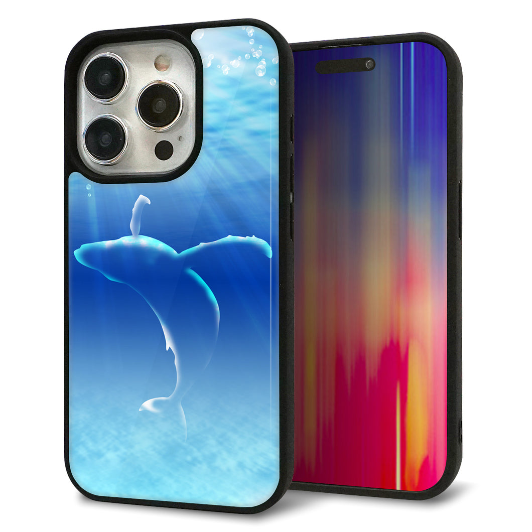 iPhone15 Pro 強化ガラス＆TPUスマホケース ガラプリ【1047 海の守り神くじら】