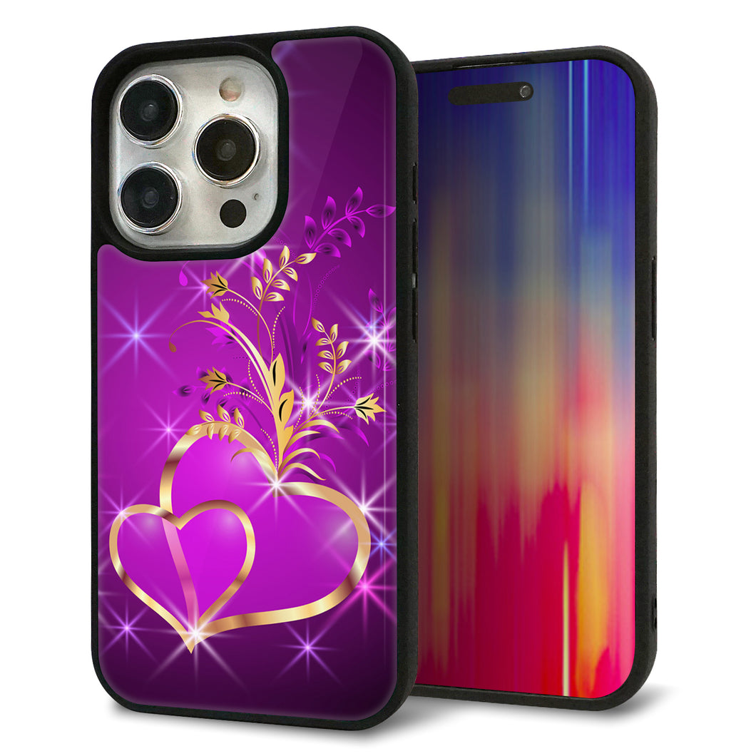 iPhone15 Pro 強化ガラス＆TPUスマホケース ガラプリ【1139 舞い降りるハート】