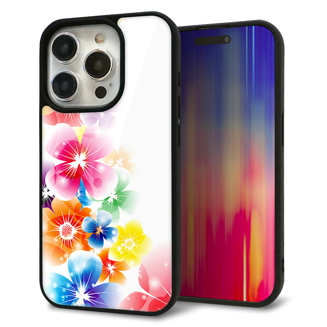 iPhone15 Pro 強化ガラス＆TPUスマホケース ガラプリ【1209 光と花】