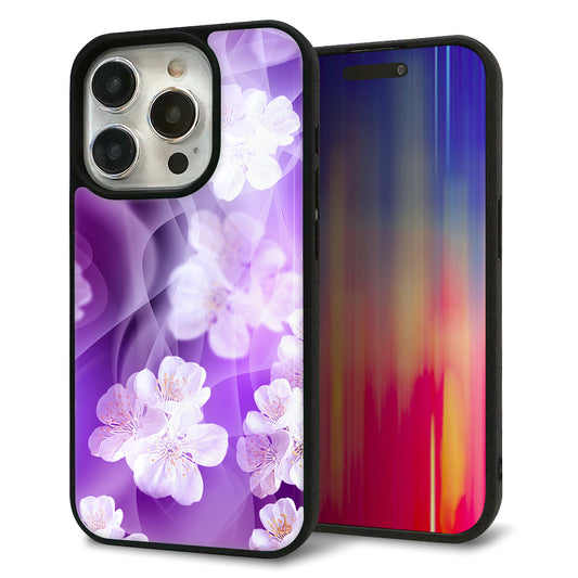 iPhone15 Pro 強化ガラス＆TPUスマホケース ガラプリ【1211 桜とパープルの風】