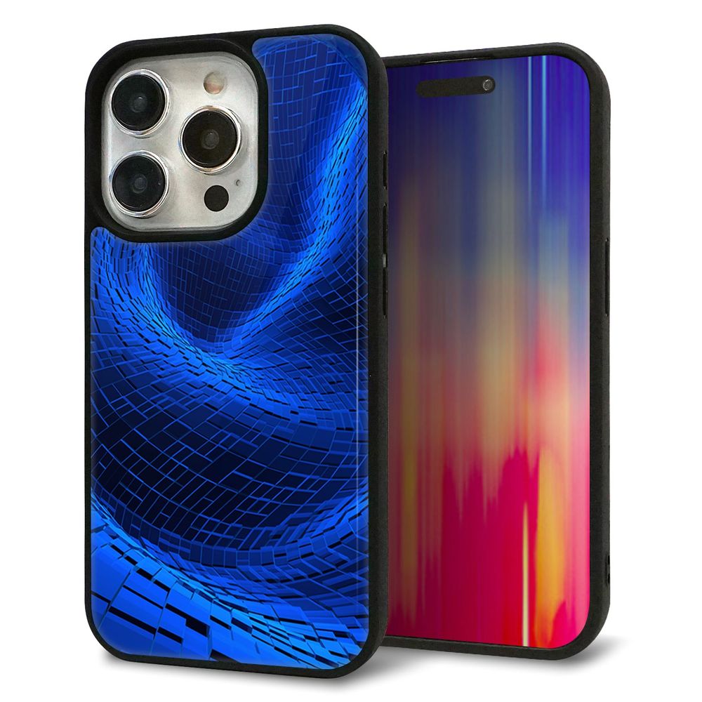 iPhone 15 Pro 強化ガラス＆TPUスマホケース ガラプリ【1302 ワープブルー】