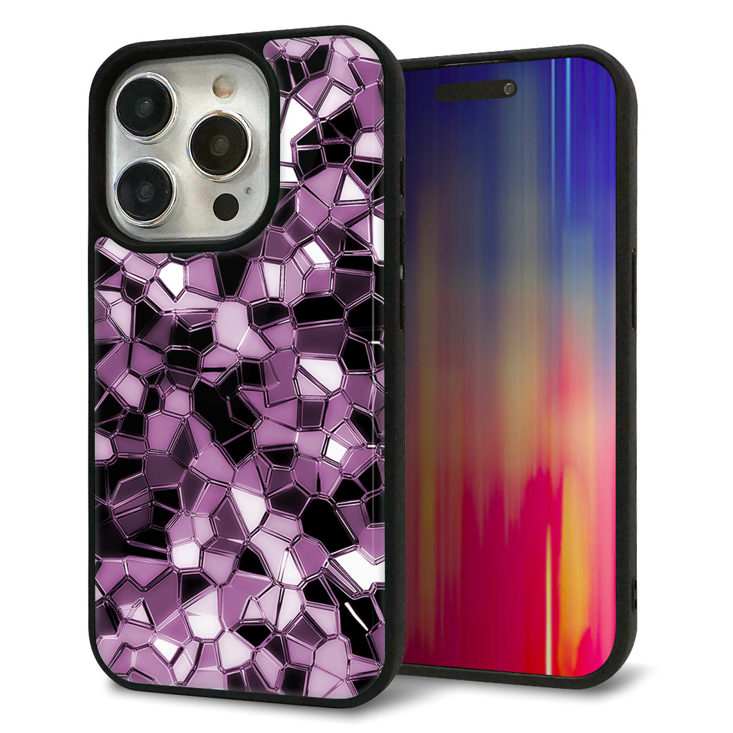 iPhone15 Pro 強化ガラス＆TPUスマホケース ガラプリ【EK837 テクニカルミラーパープル】