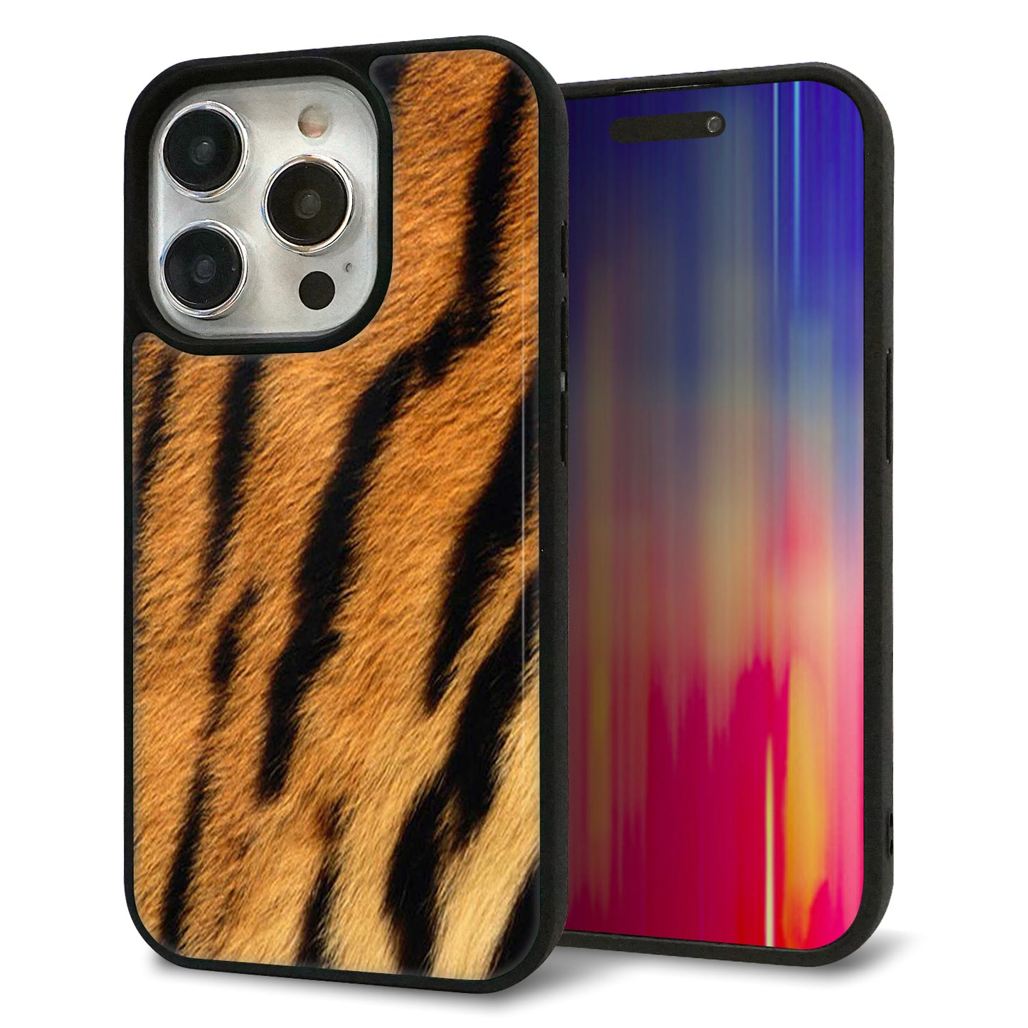 iPhone15 Pro 強化ガラス＆TPUスマホケース ガラプリ【EK847 虎柄】