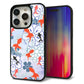 iPhone 15 Pro 強化ガラス＆TPUスマホケース ガラプリ【HA215 金魚 花柄 ブルー】