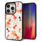 iPhone 15 Pro 強化ガラス＆TPUスマホケース ガラプリ【HA219 金魚 花柄 オレンジ】